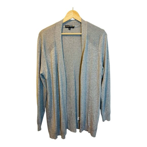 Love Ellie Women’s Long Open Front XL Cardigan Sweater Grey Ribbed Detail NWOT - Picture 1 of 5